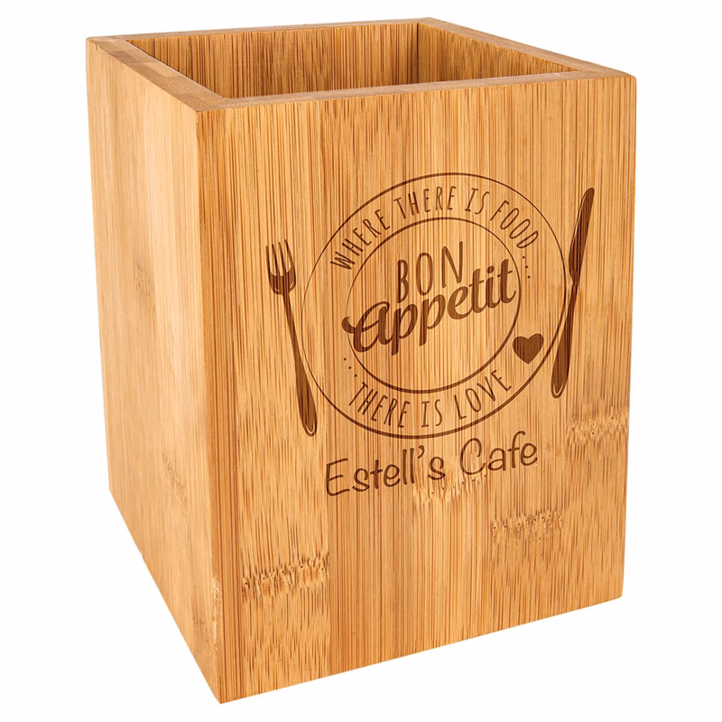 4 1/4" x 6" Bamboo Utensil Holder