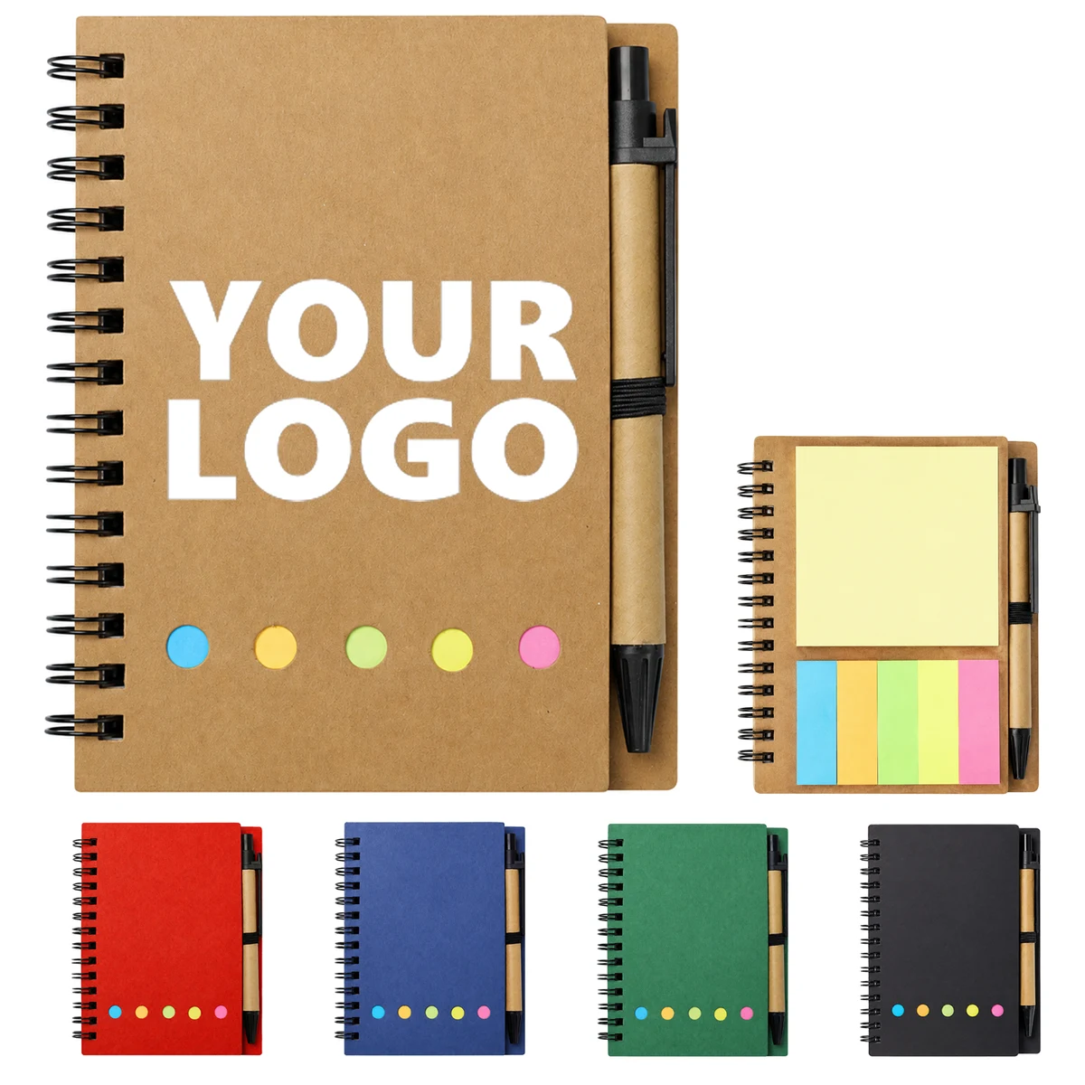 Spiral Notebook Sticky Note Set With Pen 1