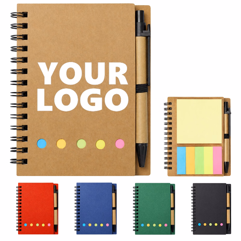 Spiral Notebook Sticky Note Set With Pen