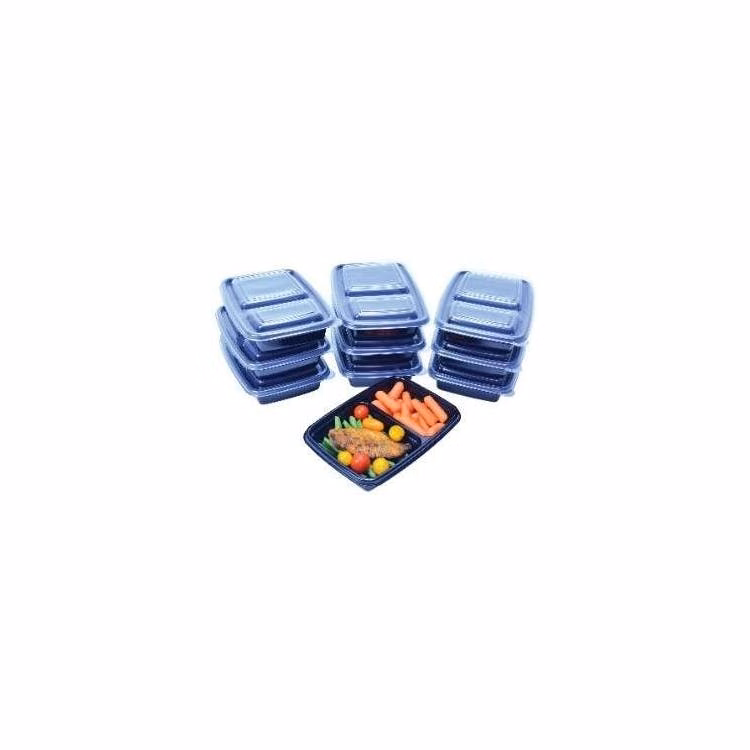 2-Section Meal Prep Containers - 20pc Black
