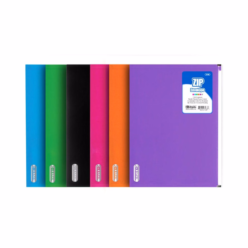 Zip Envelopes - Assorted Colors Letter Size