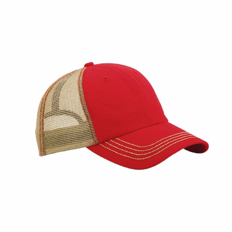 Cotton Twill 6 Panel Mesh Back Cap - High, Medium, Or Low Crown