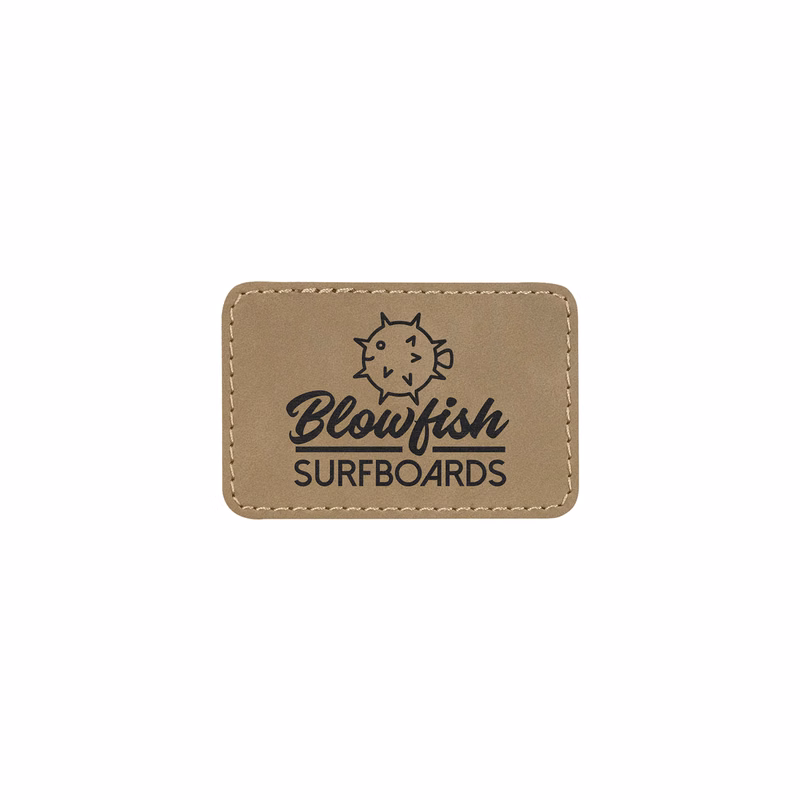 3" x 2" Light Brown Leatherette Rectangular Patch with Adhesive