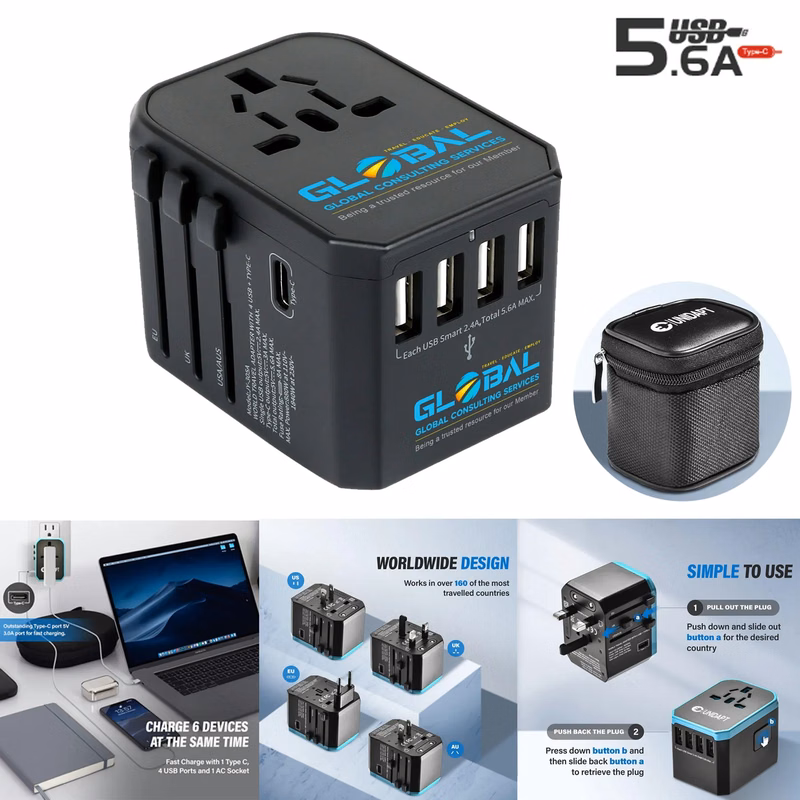 Universal Travel Adapter 4 USB 1 Type C