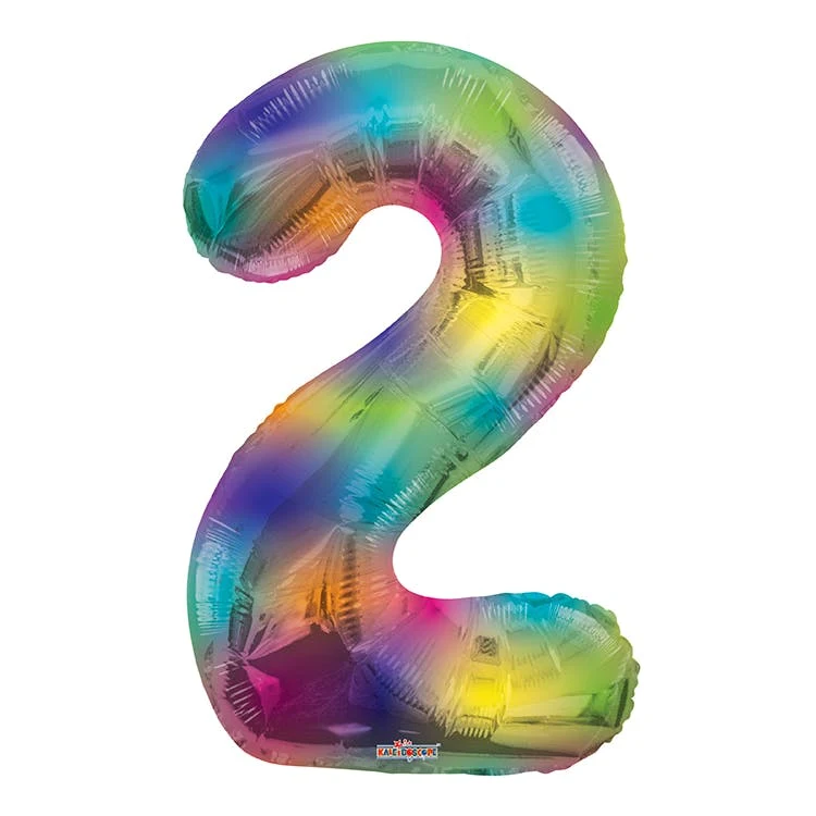 Mylar Number 2 Balloons - Rainbow 34" 1