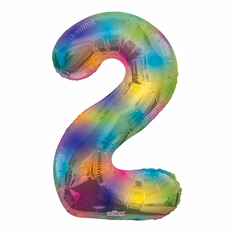 Mylar Number 2 Balloons - Rainbow 34"