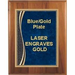 8" x 10" Cherry Finish Plaque with a Blue Marble Patina Plate