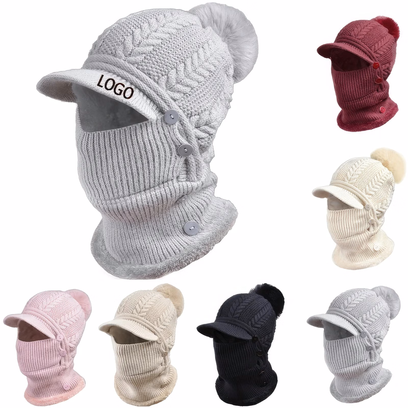 Women One Piece Slouchy Fleece Beanie Hats Scarf Mask