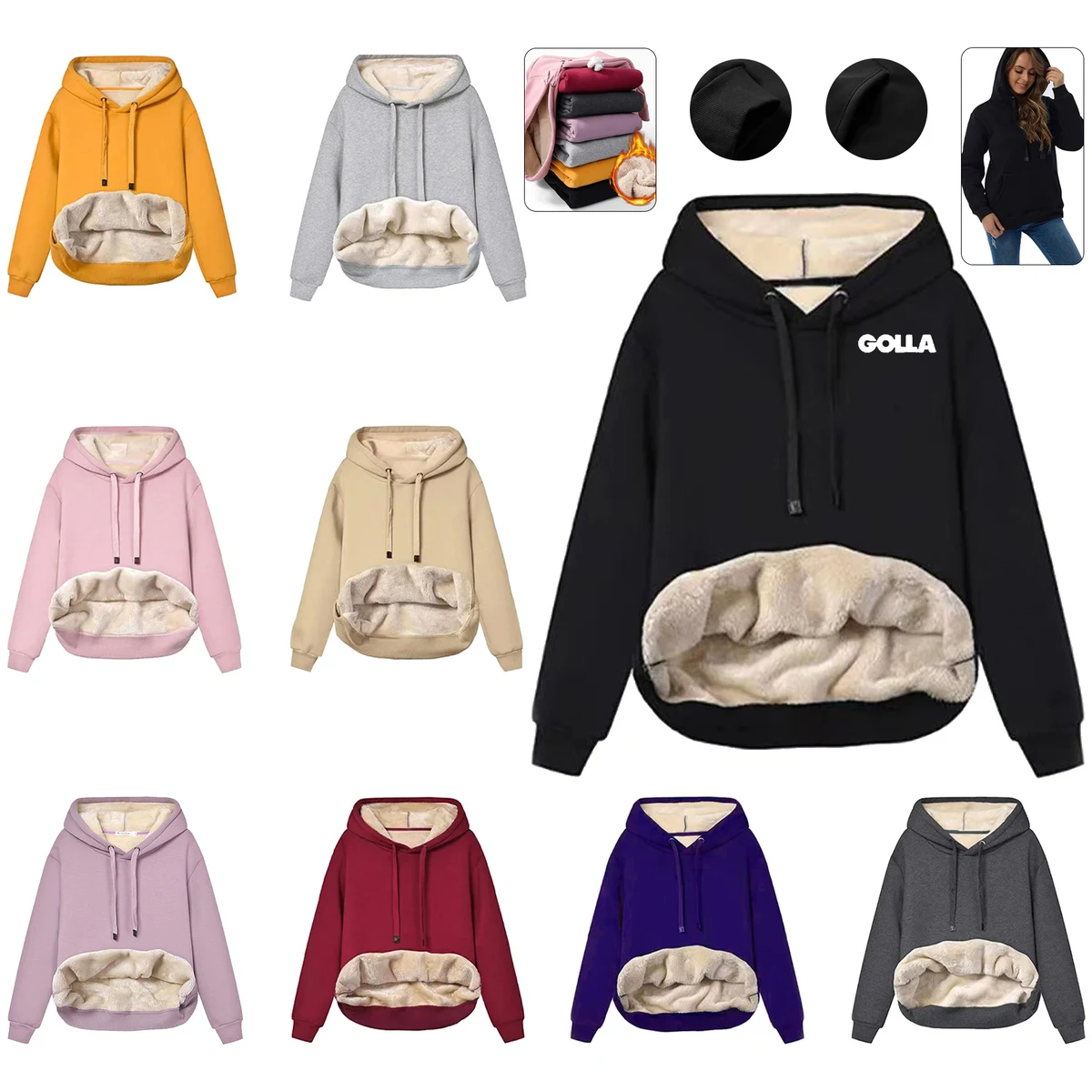 Womens Casual Winter Warm Hooded Sweatshirt 1