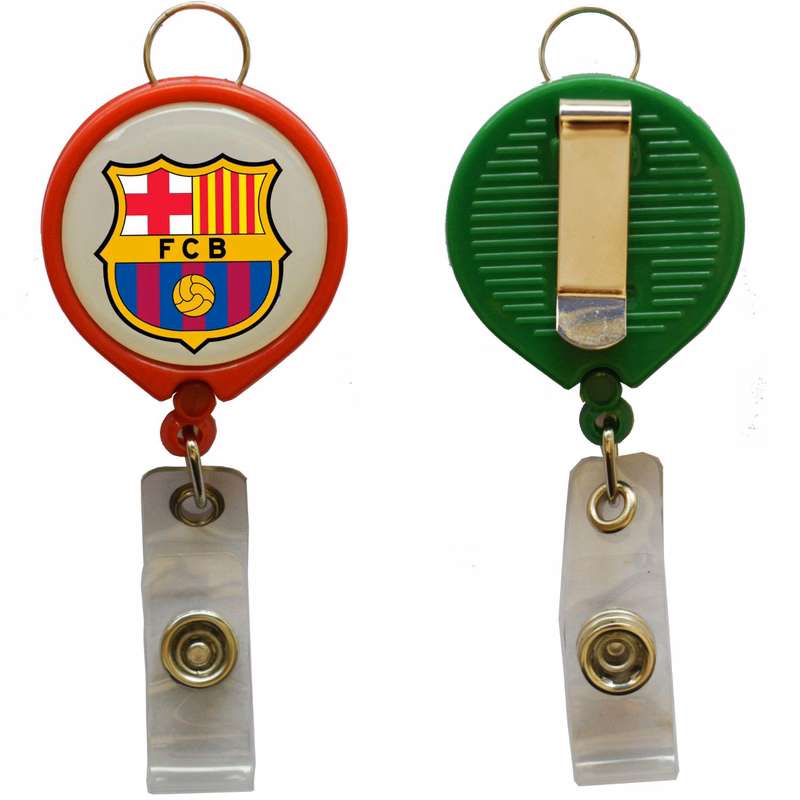 Retractable Round Badge Reel w/ Belt Clip & Hanging Loop