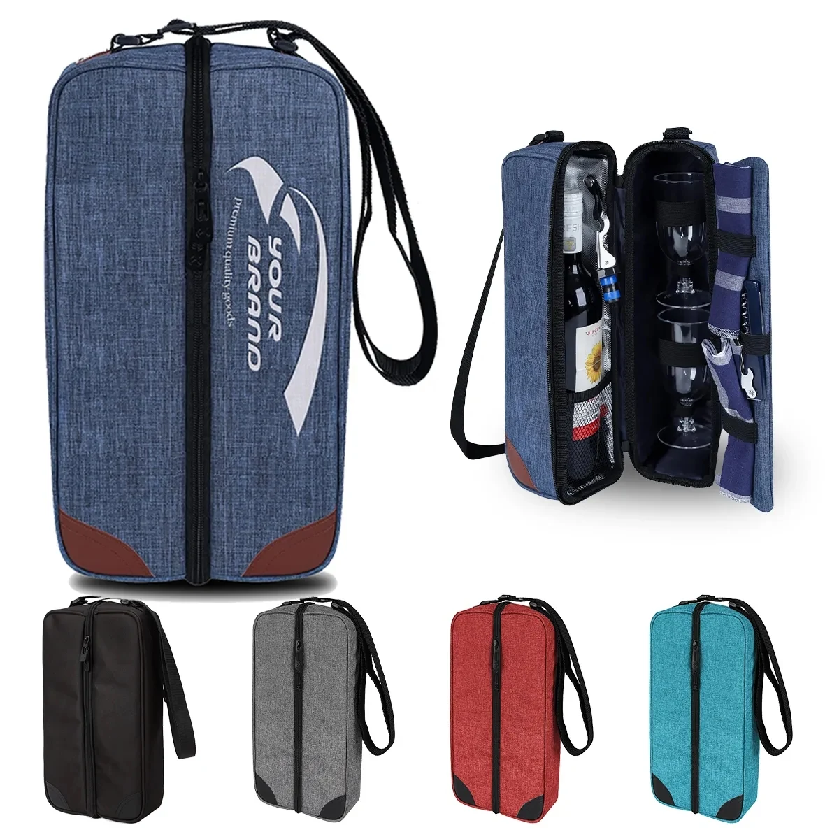 Wine Tote Bag with Cooler Compartment & Picnic Set 1