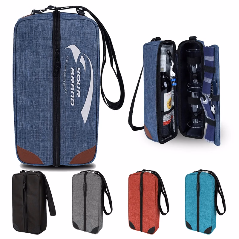 Wine Tote Bag with Cooler Compartment & Picnic Set