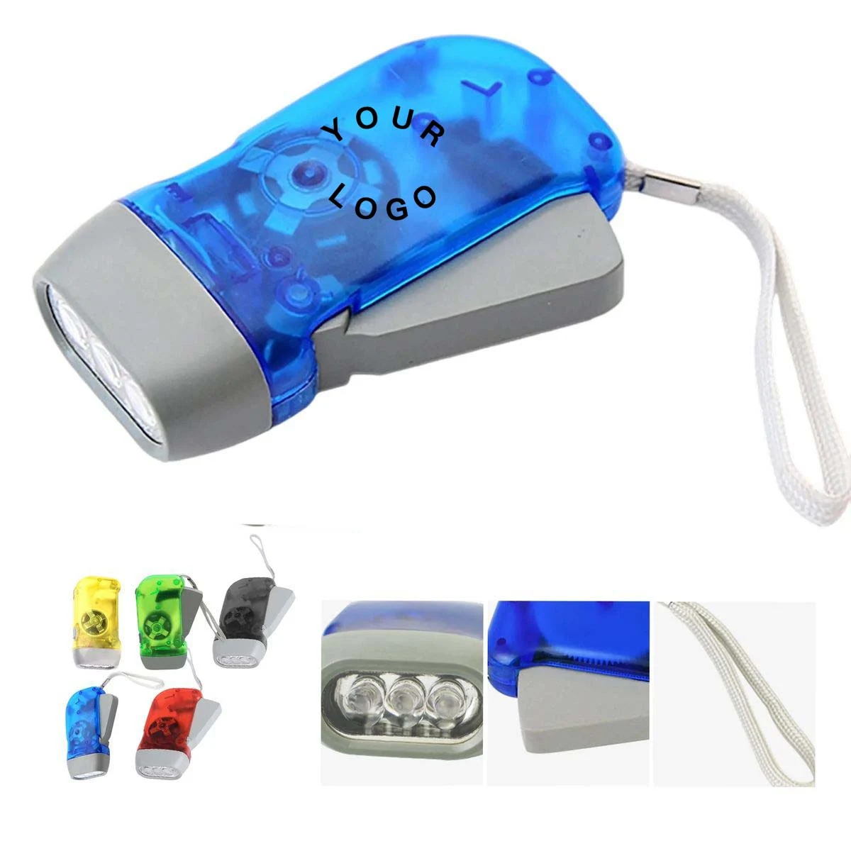Recharge Free Hand Powered Flashlight with Rope Strap 1