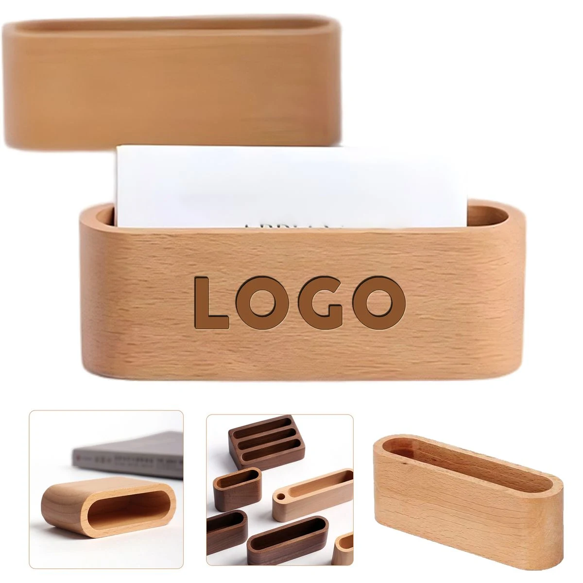 4.3"??1.6" Wooden Single Grid Business Card Case 1