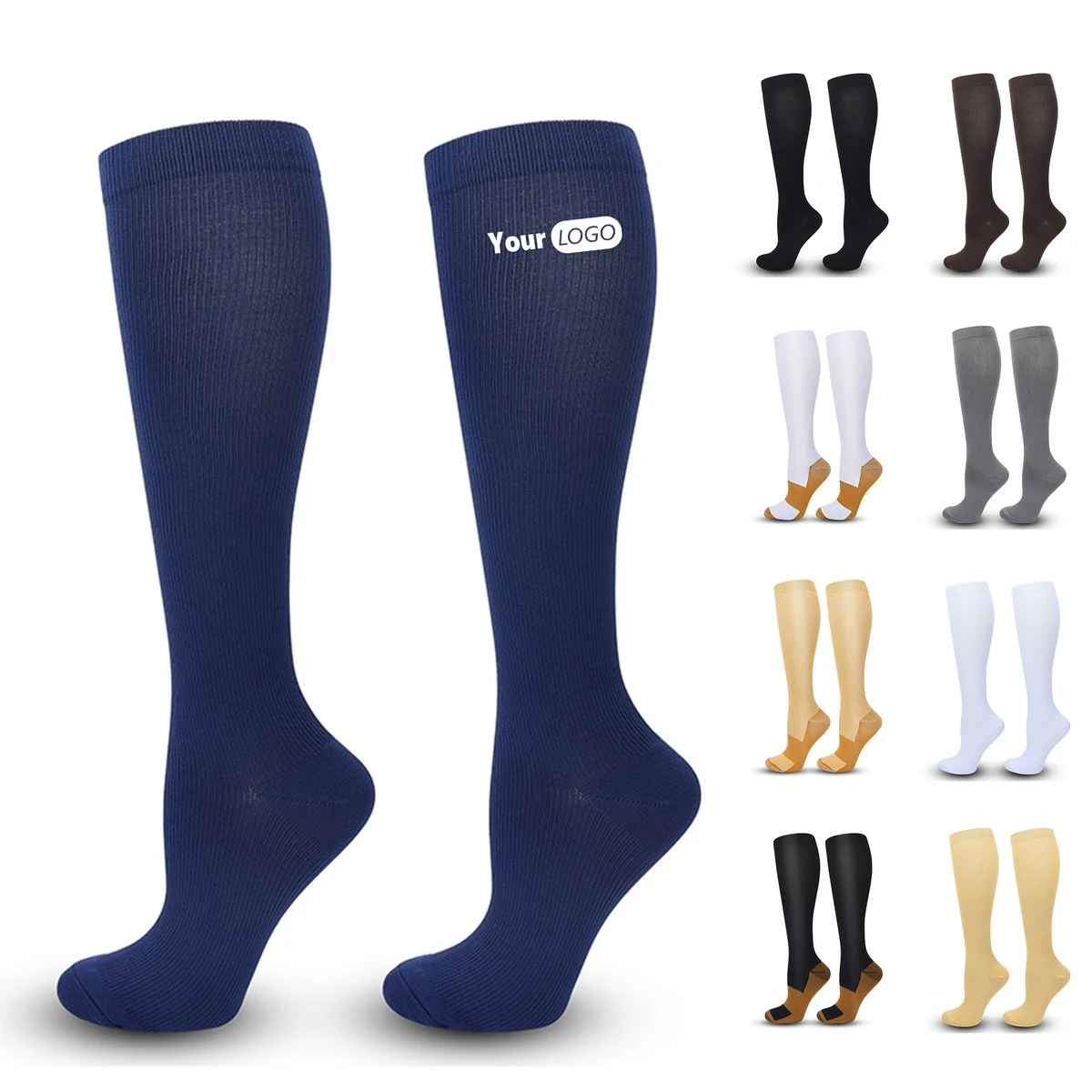 Spandex Solid Color Sports Pressure Socks 1