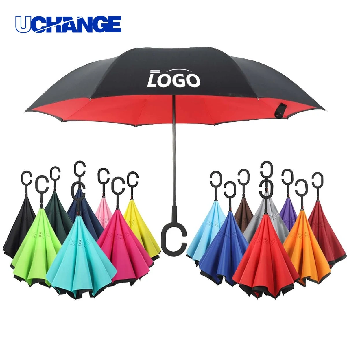 Shape Handle Double Layer Inverted Umbrella 1