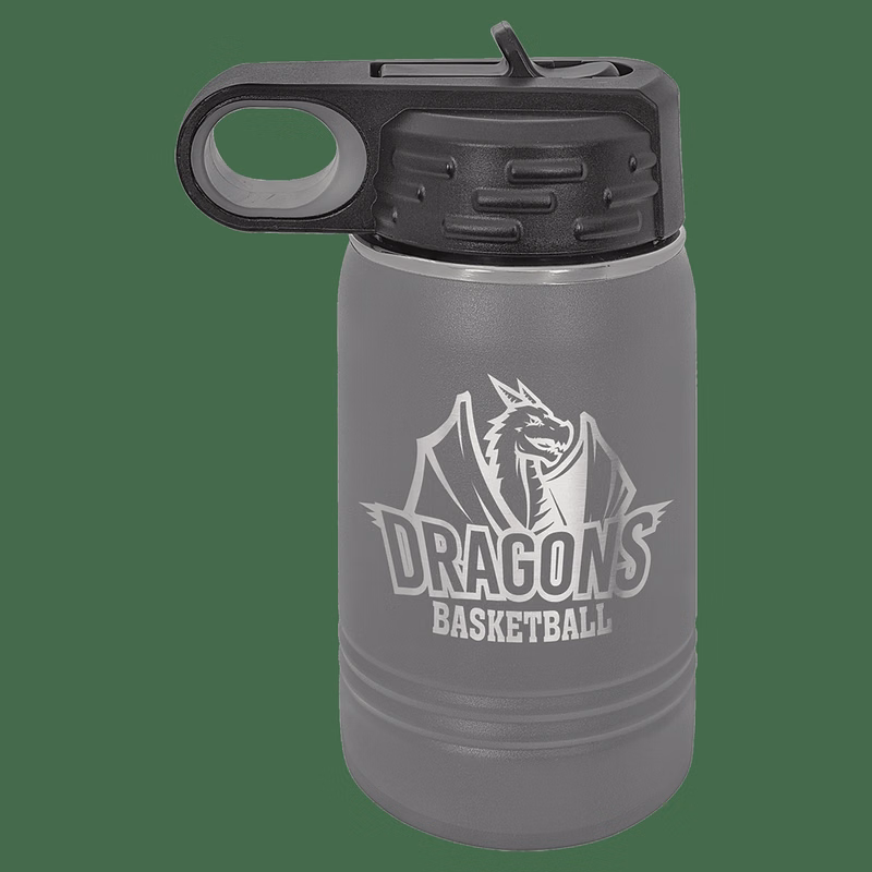 12 oz. Dark Gray Laser Engraved Polar Camel Water Bottles