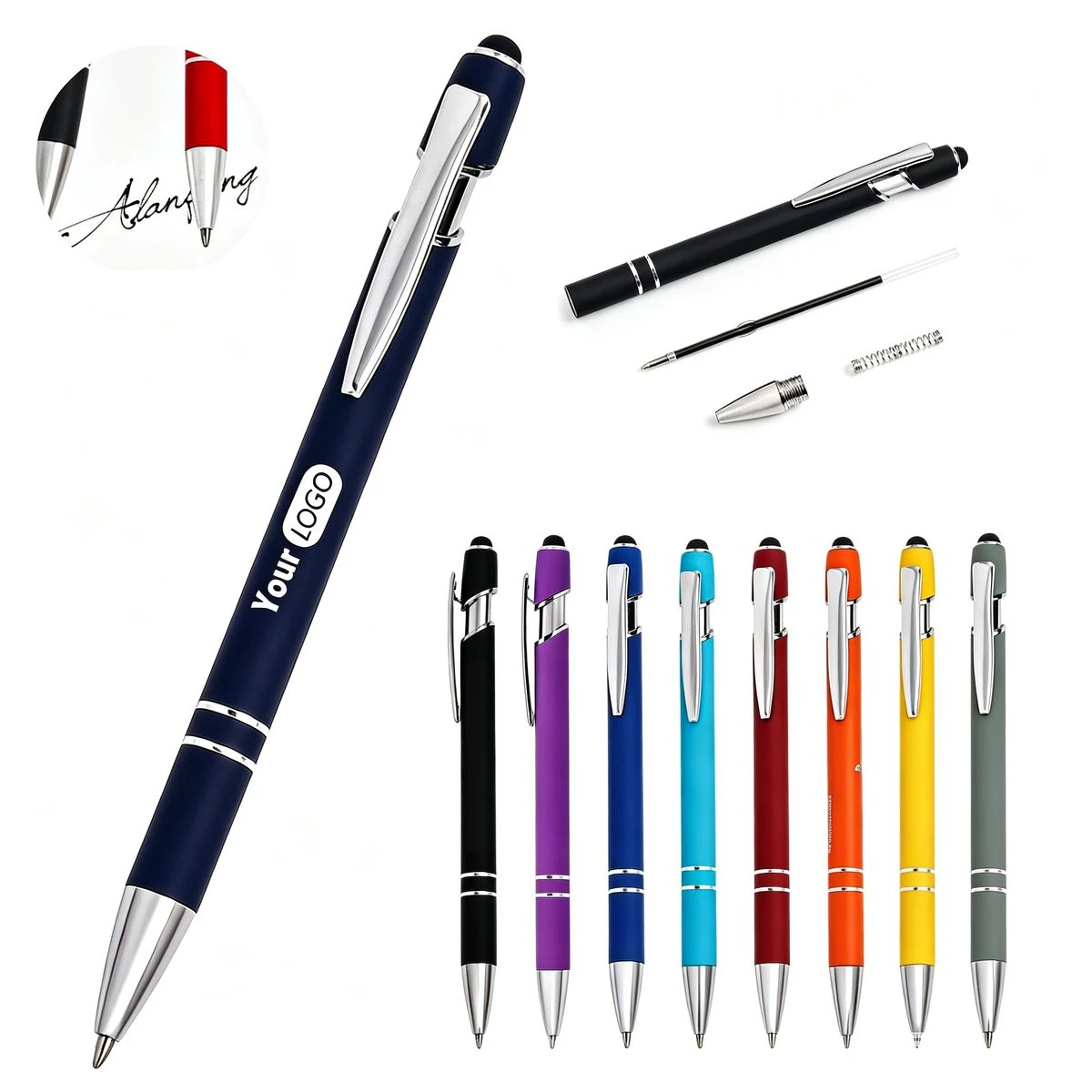 Aluminum Click Stylus Ballpoint Pen, custom pen with logo imprint 1