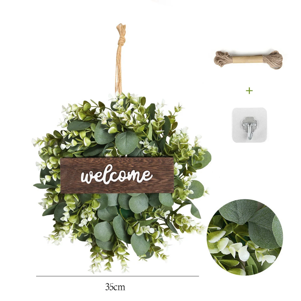 35cm Thanksgiving Eucalyptus Leaf Wreath Door Decoration 1