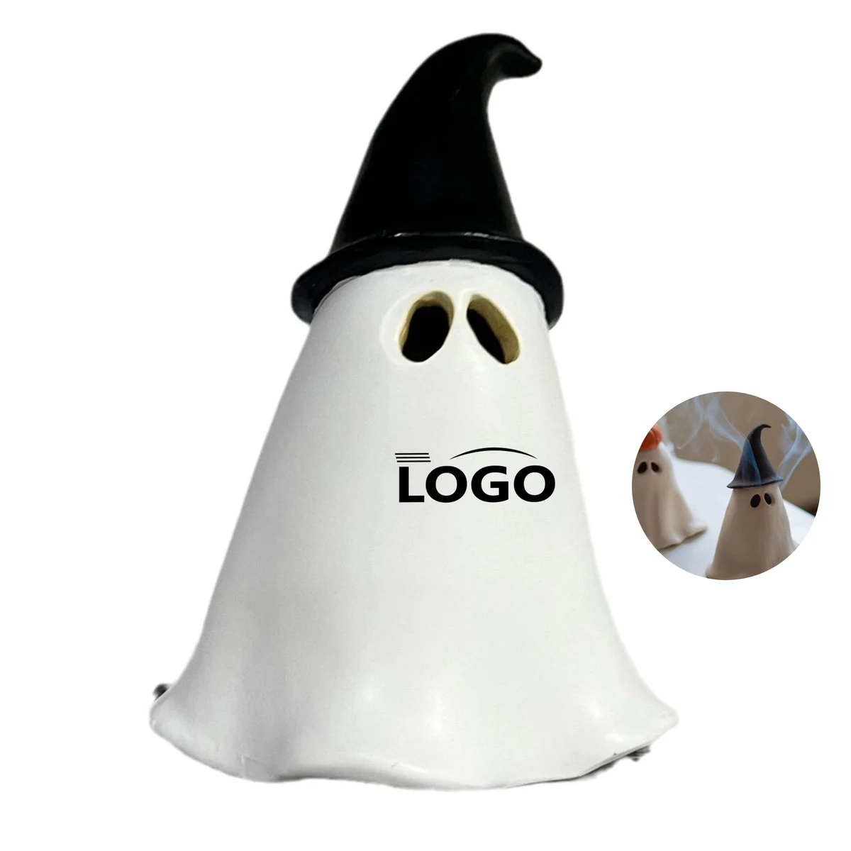 Scary Halloween incense burner with pumpkin and witch hat 1