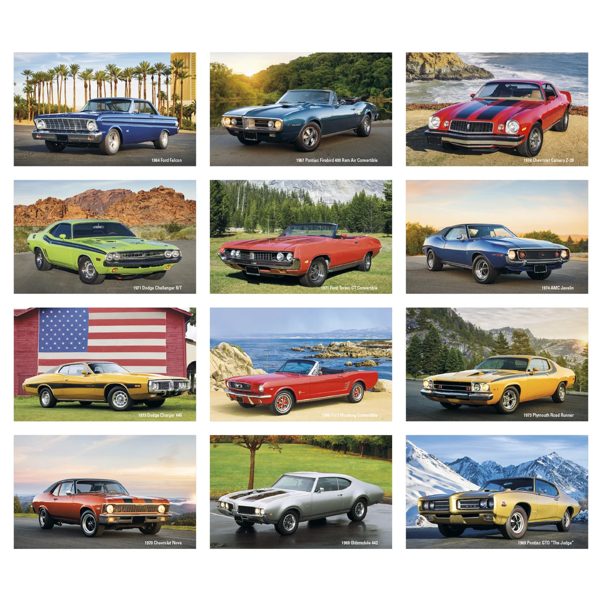 Triumph® Calendars Press-N-Stick Full-Color Header Cruisin’ Cars Calendar 1