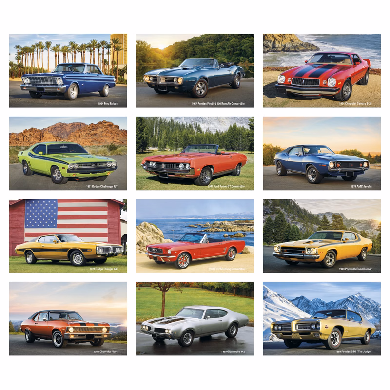 Triumph® Calendars Press-N-Stick Full-Color Header Cruisin’ Cars Calendar