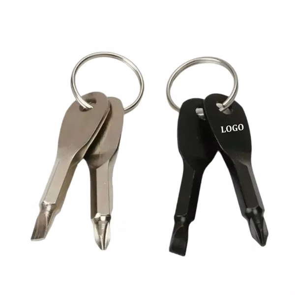 Custom 2.36" Alloy Steel Dual Screwdriver Set with Key Chain — Portable Tool