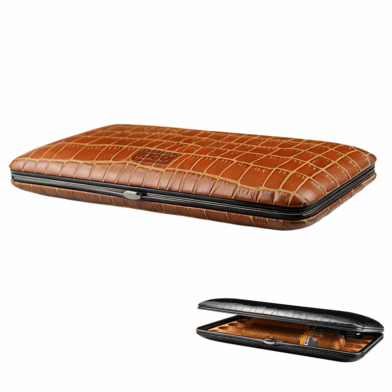 4 Slot Crocodile Pattern Portable Cigar Case Humidor