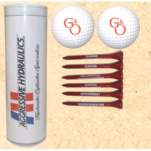 4-Color Image Insert Golf Ball Tube w/ 2 Golf Balls & Six 2 3/4" Tees