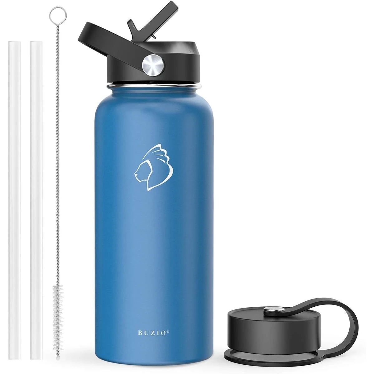 32 oz Vacuum Insulated Stainless Steel Water Bottle with Straw Lid and Flex Cap, custom water bottle with logo imprint 1