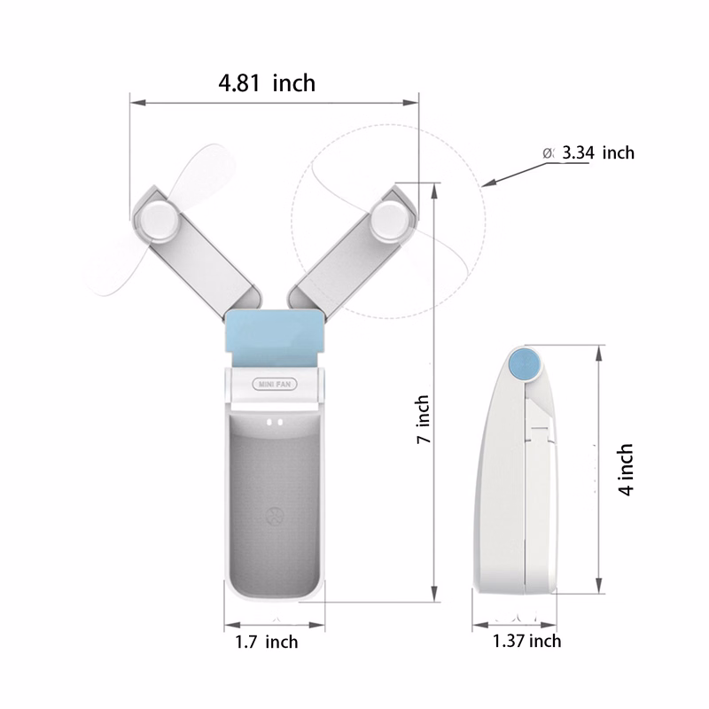Mini Dual Head LED 2-in-1 Travel USB Power Bank Foldable Fan