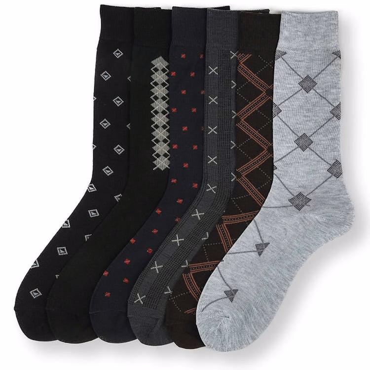 Men's Patterned Dress Socks - Size 10-13 6 Pack
