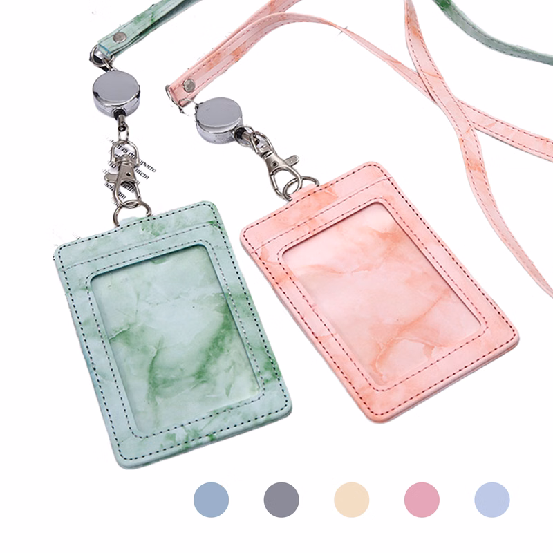 4 Slot Retractable PU Badge Holder