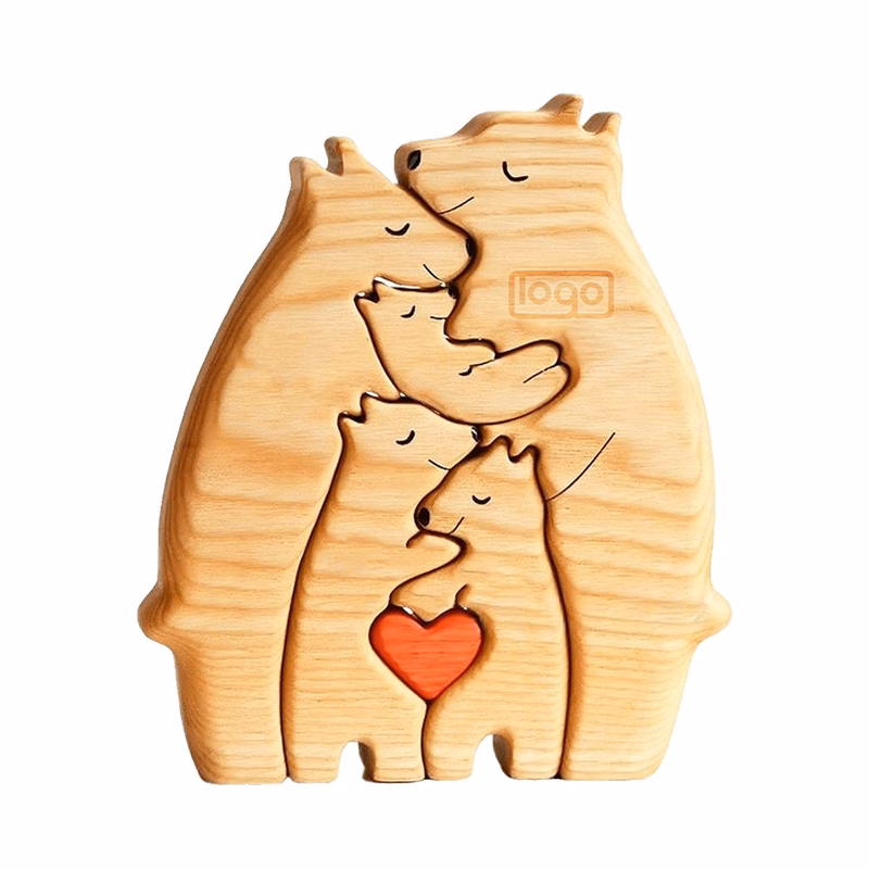 Wooden Mother and Baby Bear Puzzle Toy Set