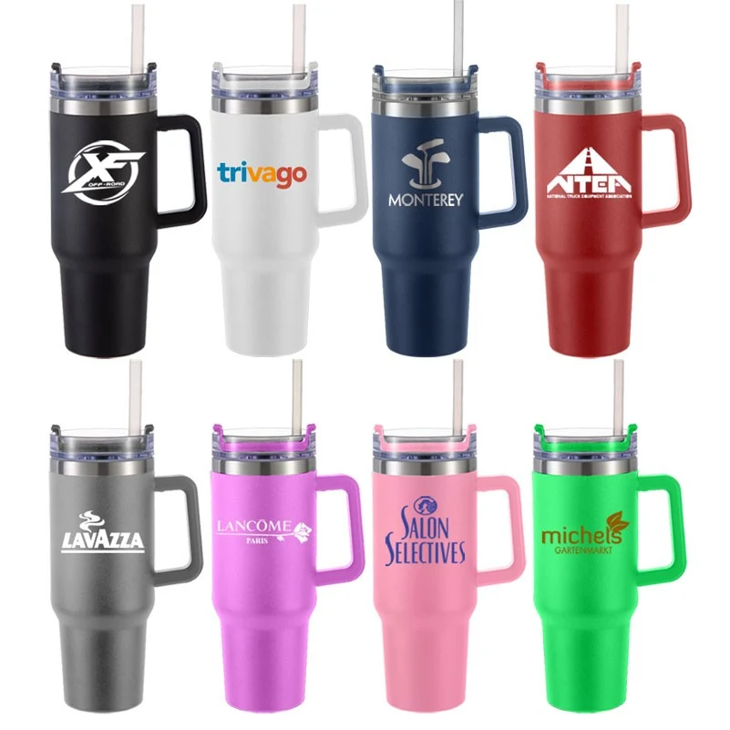 40 oz Vacuum Insulated Stainless Steel Tumbler with Handle Lid and Straw 1