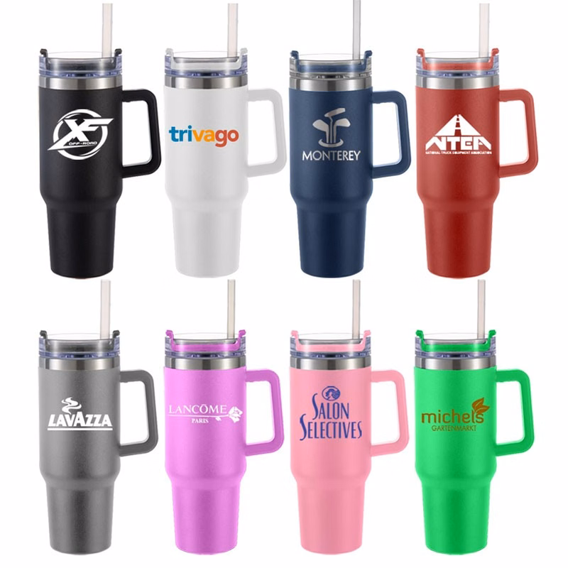40 oz Vacuum Insulated Stainless Steel Tumbler with Handle Lid and Straw