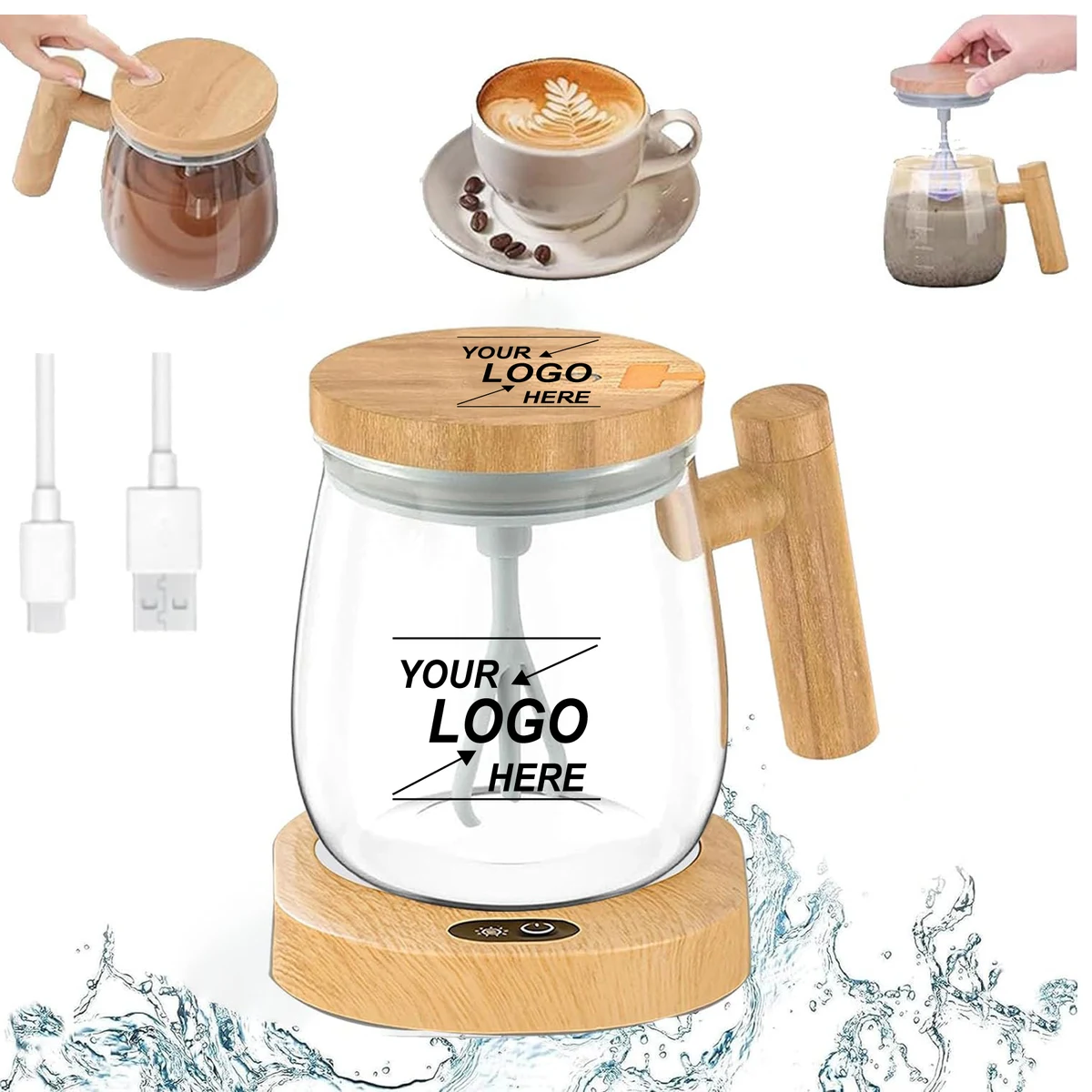 Self Stirring Heated Coffee Mug with Lid 1