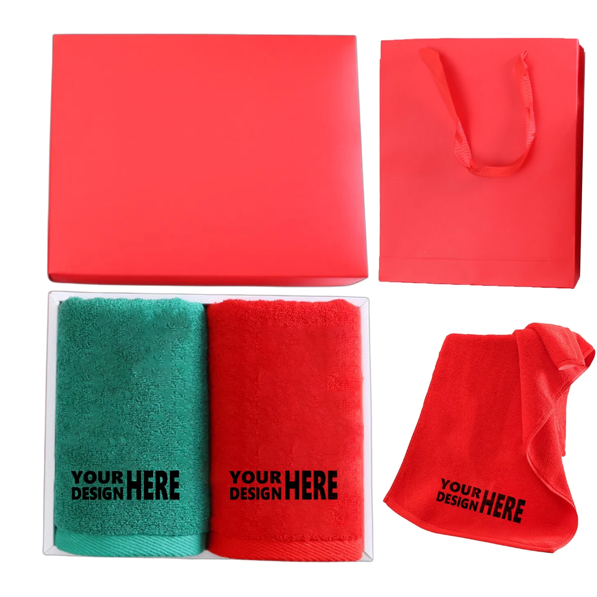 2-Piece 100% Cotton Christmas Towel Gift Box 1