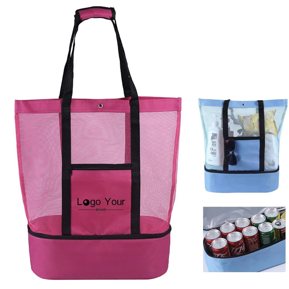 Mesh Tote With Insulated Cooler 1