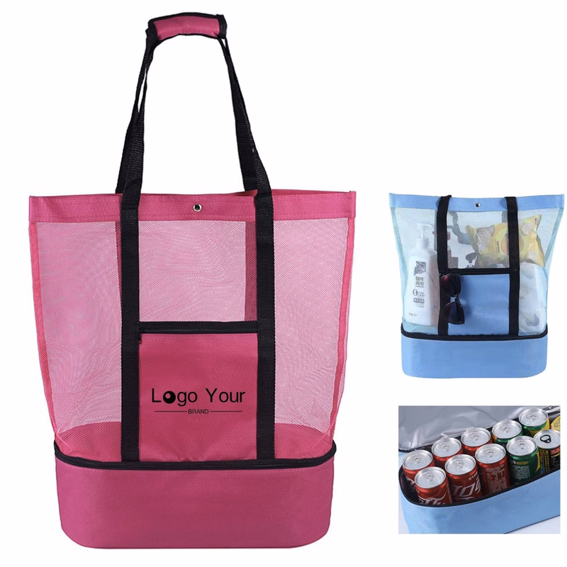 Mesh Tote With Insulated Cooler