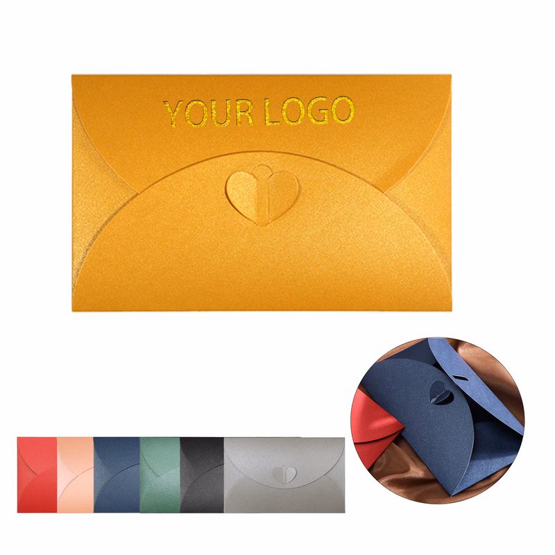 MOQ:50pcs Custom Heart-Shaped Envelopes