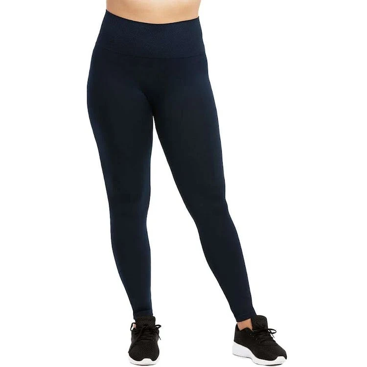 Women's High Waist Leggings - Navy Extra-Wide Ribbed Band XL 1
