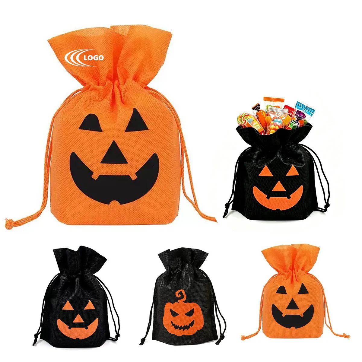 MOQ 50 Non Woven Halloween Drawstring Candy Bag 1