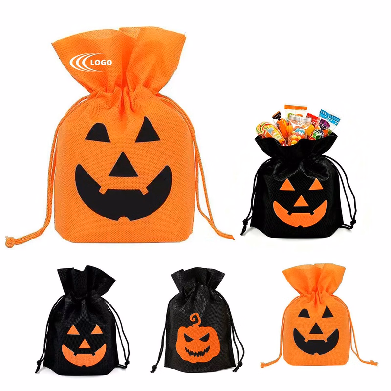 MOQ 50 Non Woven Halloween Drawstring Candy Bag