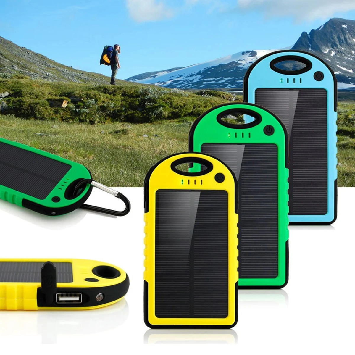 4000mAh Dual-USB Water Resistant Solar Power Bank Battery 1