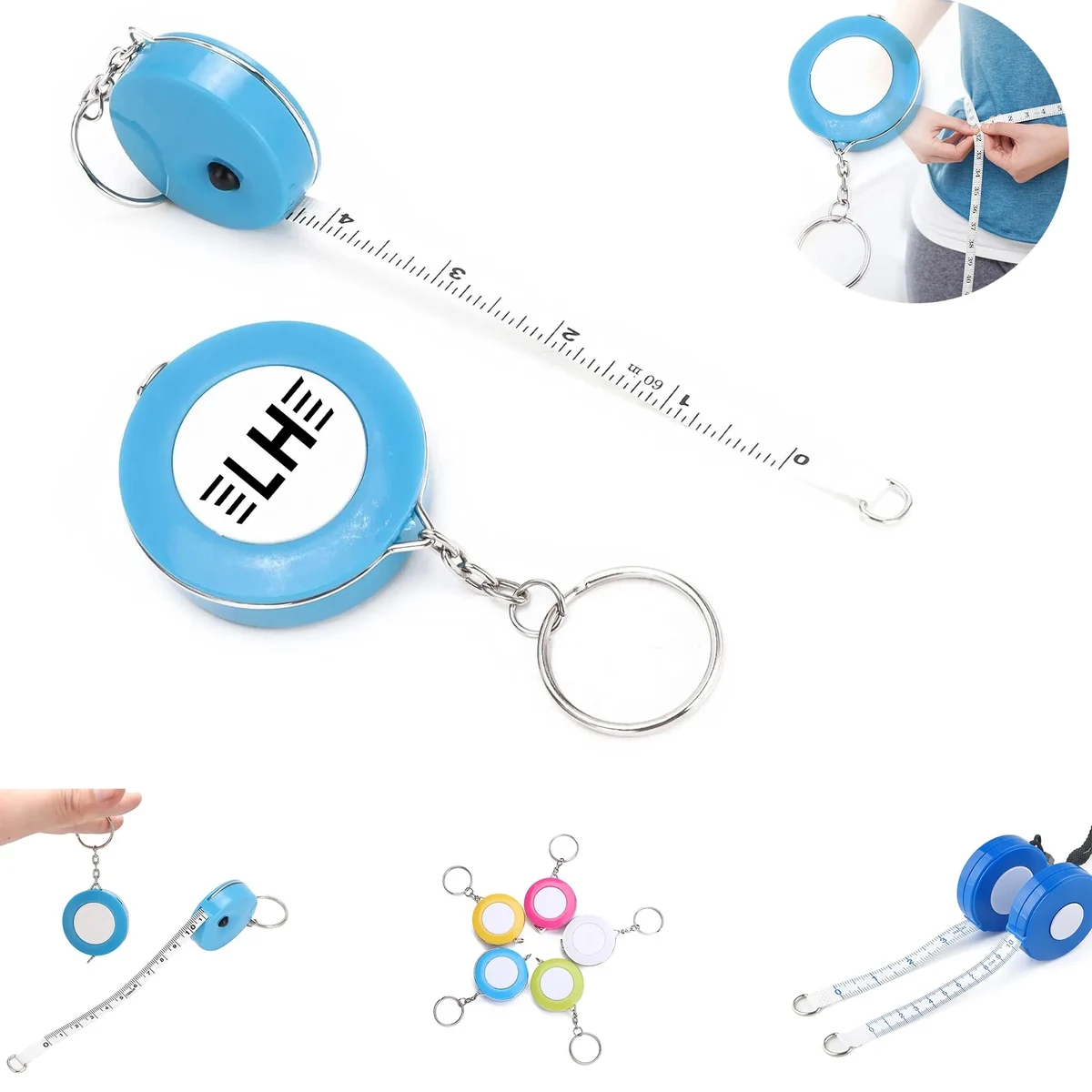 Dual-Side Retractable Tape Measure with Keyring 1
