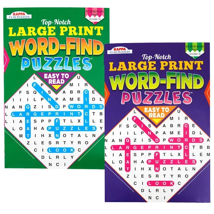 Large Print Word-Find Puzzle Books Assorted - 98 Pages Two Titles 1