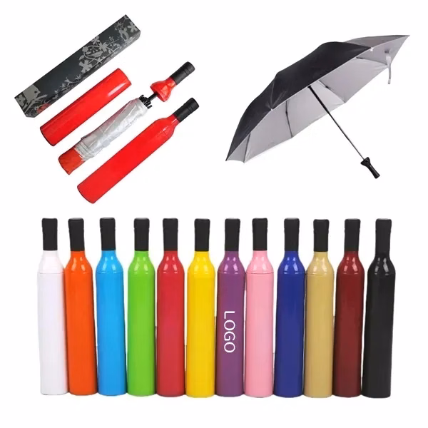 Wine Bottle Umbrella with Dual-Use Sun and Rain Protection
