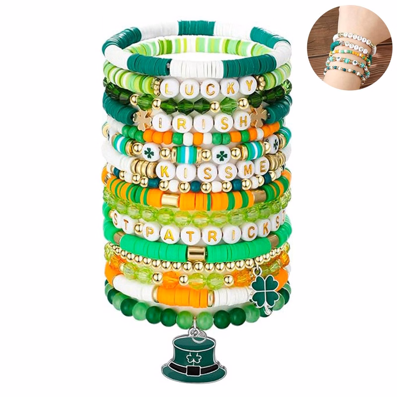 Plastic Lucky clover letter stretch bracelet
