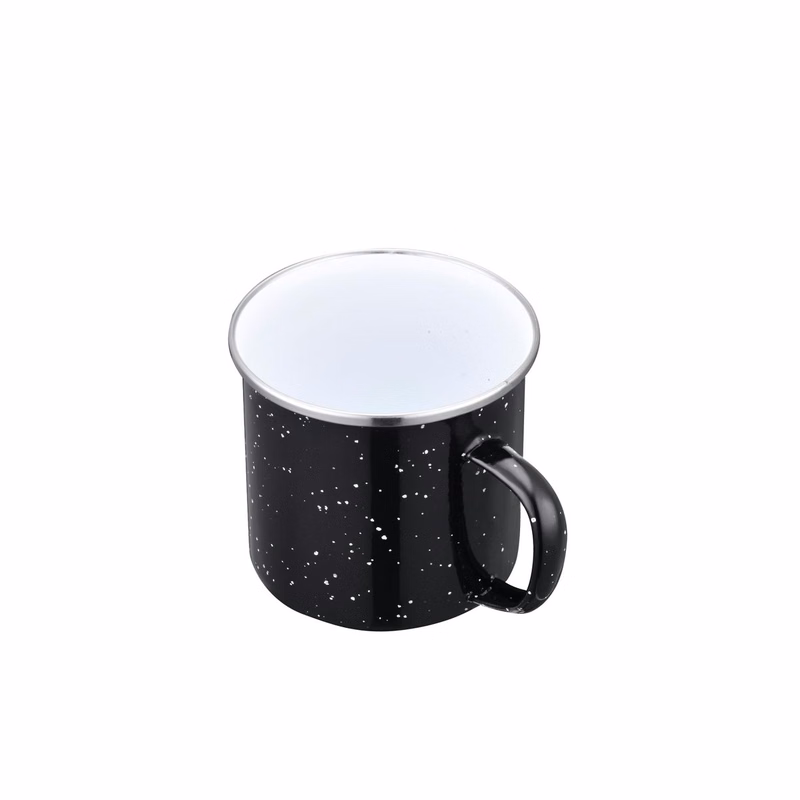 Endura 21 oz Black Enamel Mug with SS Rim